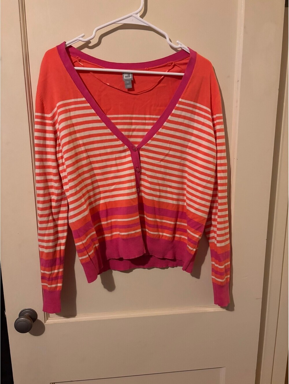 Pink and orange striped cardigan XL